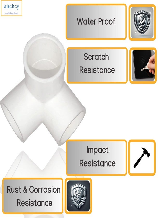 Aitchcy 3 Way PVC Elbow | 3/4 Inch UPVC 3way elbow 25mm| Heavy Duty 3 Way Connector for Furniture & DIY | 3Way PVC Pipe Joint | 3 Side Connector (for 3/4" UPVC Pipe Only) (Pack of 8) - Image 4